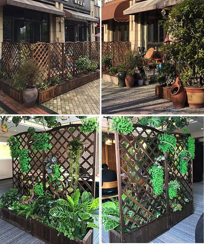 Generic Wood Planter Raised Bed with Trellis Outdoor Natural Wooden Garden Bed Planter Box Kit for Vegetables Herbs Flowers Tomato And HerbsNatural60x35x90cm