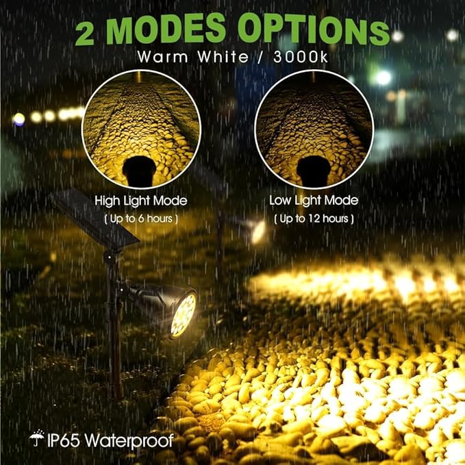 DBF Solar Outdoor Lights 600LM Solar Spot Lights Outdoor Waterproof 18 LED Auto On/Off Landscape Lighting Flag Pole Light for Garden Yard Pathway Garage Pool Patio(Warm White 4 Pack)