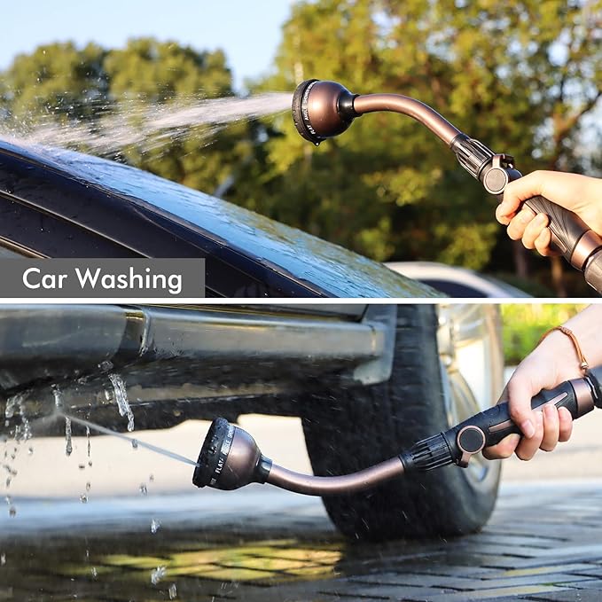 RESTMO Watering Wand Heavy Duty Metal Garden Hose Wand with Thumb Flow Control 15-Inch Long Hose Nozzle Sprayer with 10 Spray Patterns Ideal to Water Hanging Baskets and Shrubs Oil Rubbed Bronze