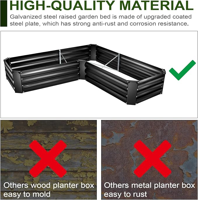 EDOSTORY Raised Bed Garden Bed Kit 5x5x1ft Galvanized Planter Tall Raised Garden Boxes Outdoor Large Metal Raised Garden Beds for Vegetables Flowers Herbs