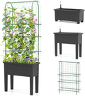 Giantex Raised Garden Bed with Legs &amp Trellis for Climbing Plants Self-Watering Planter Box w/Water Level Gauge for Vine Flower Herb Vegetable (29.5x13.5x76)