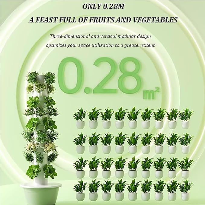 Hydroponics Growing20 Pods Indoor Vertical Garden Kit with LED Light Automatic TimerHydrating Pump Adapter Aeroponic Tower Garden for