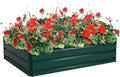 Giantex Patio Raised Garden Bed Vegetable Flower Planter Metal Plant Box Dark Green (47 Lx35.5 Wx12.0 H)