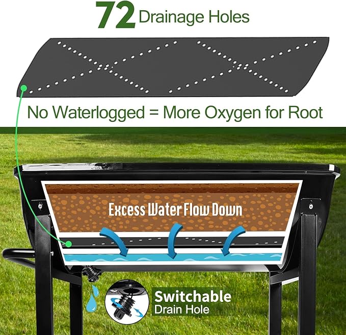 Aveyas Metal Raised Planter Box on Wheels with Gardening Kit Elevated Mobile Garden Bed Cart with Legs -Compatible with Indoor &amp Outdoor Patio Backyard Planting of Vegetables Herbs Flowers