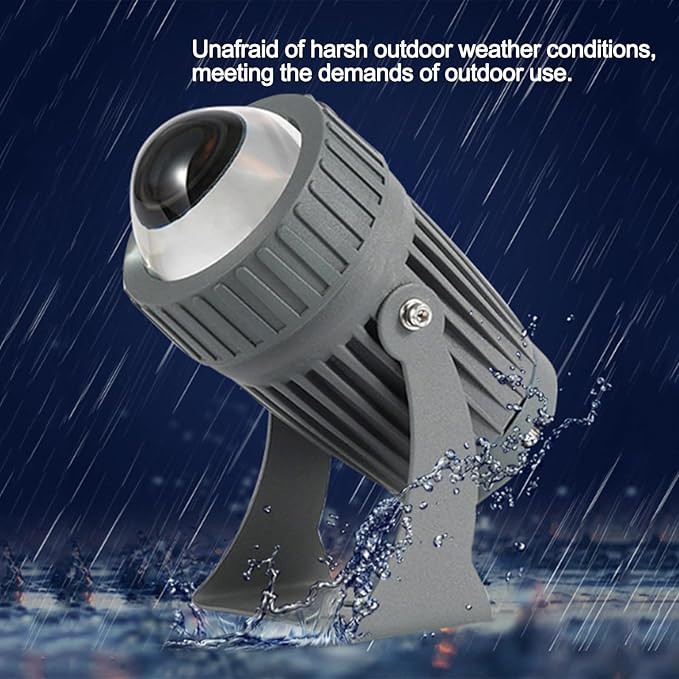 10W Rotation Spotlight - Long Range LED Flood Lights Narrow Beam Angle Landscape Lamps AC 220V Outdoor Wall Washer IP65 Building Exterior Wall Lighting Projector(White)