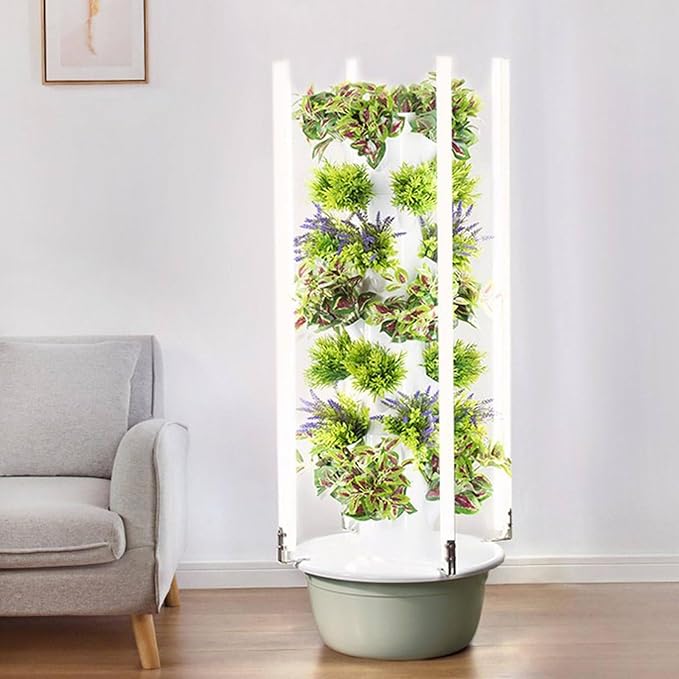 Hydroponics Growing SystemHydroponic Growing Kits &amp SystemsHydroponics Tower with LED Grow Lightwith Hydrating Pump Adapter Net Potsfor Herbs Fruits and Vegetables5Layer