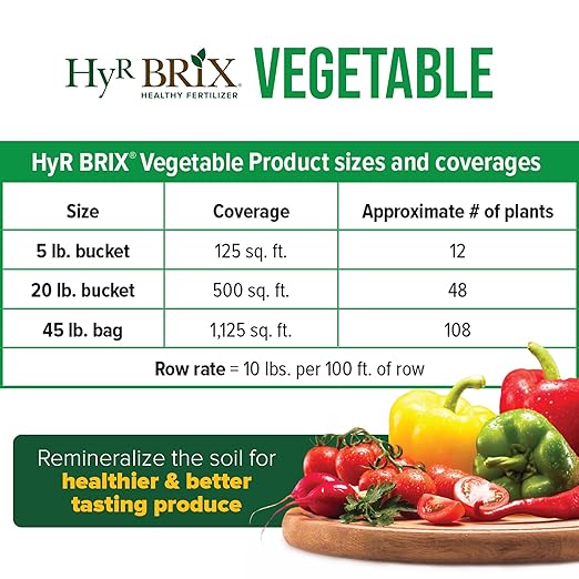 HyR BRIX Slow-Release 4-7-9 Vegetable Fertilizer 45lb Bag - Garden Fertilizer with Calcium &amp Sulfur - Essential Micronutrients for Healthier Produce - Made for Variety of Crops