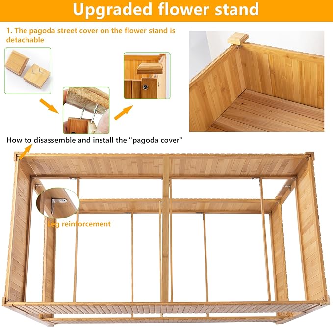 Raised Garden Bed - 2-Tier Elevated Planter Box for Herbs Vegetables Succulents &amp Flowers | 48x25x30 Inch Standing Growing Bed | Outdoor/Indoor Bamboo Planter