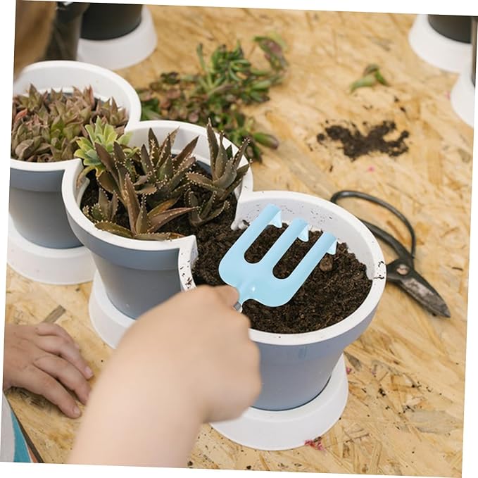 Garden Tool Set with Shovel Small Rake Watering Pot Wooden Handles for Outdoor Planting Soil Digging Weeding Transplanting Play
