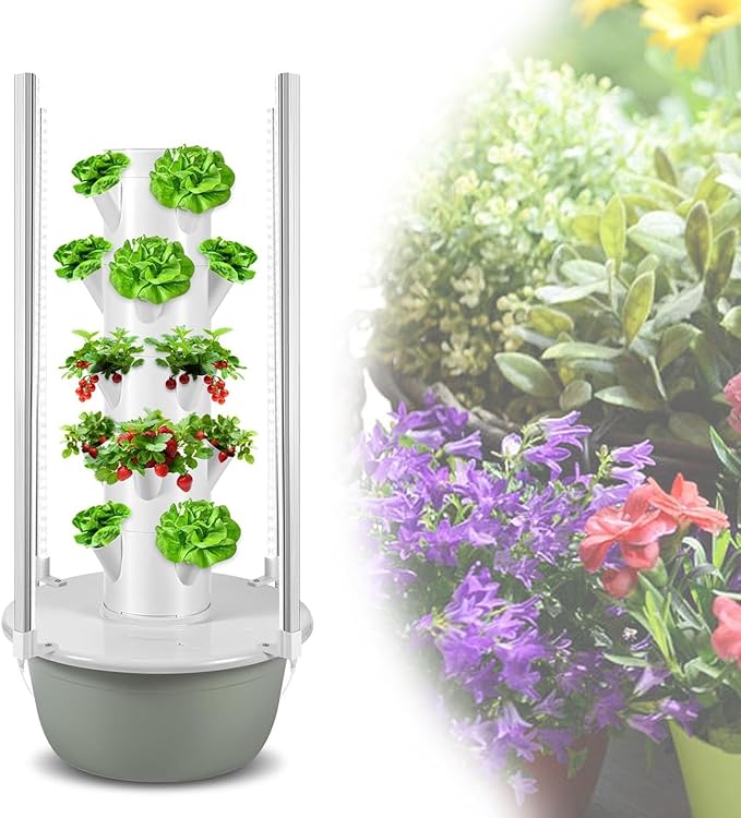 Hydroponic Microgreen Kit Tower Garden Growing System Fruits &amp Vegetables with Hydrating PumpControllerSeedling TrayCotton Planting C(36Pots)