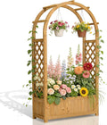 VINGLI Raised Garden Bed with Trellis &amp Hanging Roof Wooden Garden Bed Outdoor Planter Box for Yard Garden Balcony (Natural Wood Color Arched)