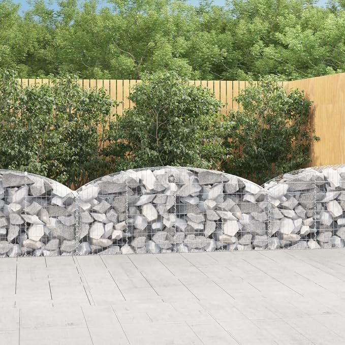 Gabion Basket Silver Galvanized Iron Rectangular Medium 78.7x19.7x23.6in Durable Outdoor Retaining Wall for Garden Landscaping