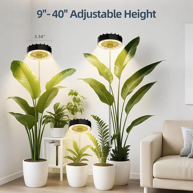 Grow Lights for Indoor PlantsClip on Full Spectrum Led Plant Grow Light with Integrated Circulating Fan Timer and Dimmable (Black Ajustable 2 Packs)