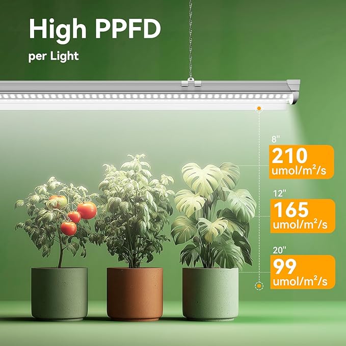 4FT Grow Lights for Indoor PlantsT8 5000K Full Spectrum Plant Light270W(6 x 45W) LED Grow Light Strips with Timer Aluminum Reflector LinkablePlant Growing Lamp Fixture for Greenhouse Indoor 6pcs