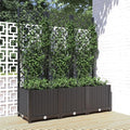 Large Garden Planter with Trellis Black Polypropylene Rectangular Outdoor Planter Box for Climbing Plants UV Resistant 47.2 x 15.7 x 53.5 Inch