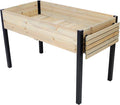 Donext Horticulture Raised Garden Bed Metal Leg Wood Planter Boxes with Folding Storage Shelf Metal Leg Wood Planter Boxes with Folding Storage Shelf Natural