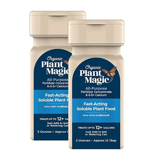 Organic Plant Magic - Truly Organic™ Easy to Use Soluble Plant Food Shaker: All-Purpose Fertilizer Concentrate for All Flower Vegetable Herb Fruit Tree Indoor Garden &amp House Plants [Two 3 oz Shake
