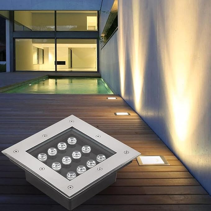 Led Landscape Lights - Square Buried Garden Lamp Dc-12V Outdoor Recessed Led Light Ip67 Waterproof Led Spotlight Led Beam Spotlight for Outdoor Stair Step Deck Drivew