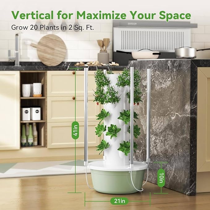 Hydroponic Tower | Vertical Planter Tower | Hydroponics Growing System Kit |with LED Light Plants Indoor Hydroponic Vegetable Tower for Gardening Lover5-Layer