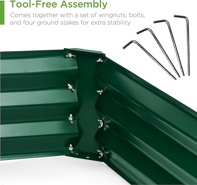 Best Choice Products 6x3x1ft Outdoor Metal Raised Garden Bed Box Vegetable Planter for Vegetables Flowers Herbs and Succulents - Dark Green