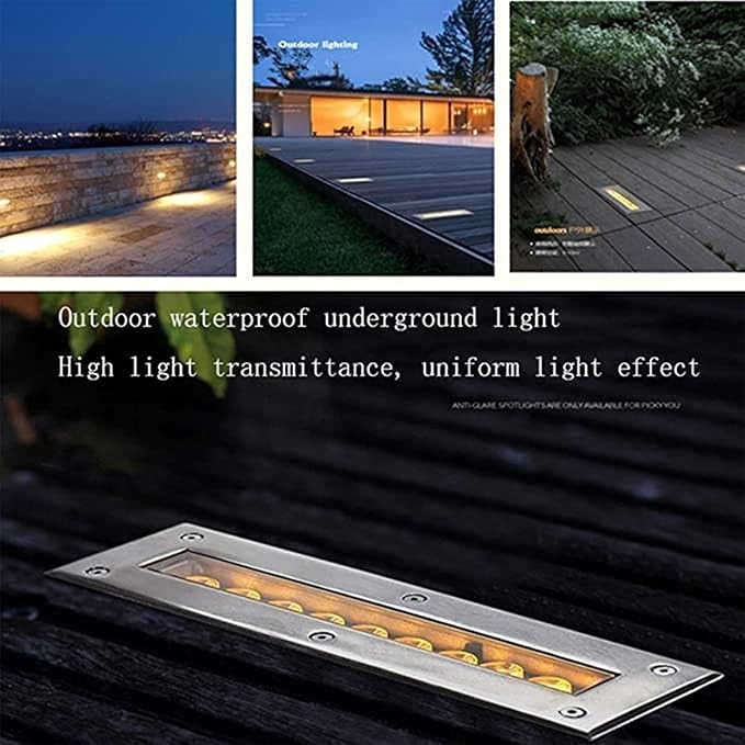 Outdoor Recessed LED Spot Light - 85-245V Buried Yard Lamp Ground LED Lighting Spotlight IP65 Waterproof Rectangular Linear Underground Light For Garden Lawn Garage(Warm White85-245V(24W))