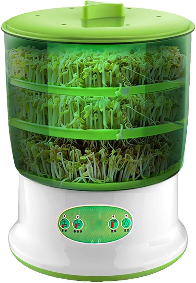 2-Tier Seed Sprouting Kit Stackable Bean Seed Sprouter Tray Ripple Soil-Free Sprouter Tray for Beans Alfalfa Seeds Bean Sprouts Machine Automatic Bean
