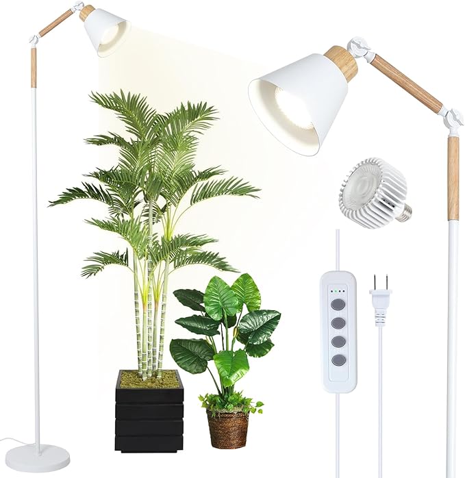 HMVPL Grow Lights for Indoor Plants Full Spectrum Plant Lights for Indoor Growing with 20W COB Grow Light Blub 4/8/12H Timer Standing Tall Grow Lamp for Middle Large Plants(75'' Height Adjustable)