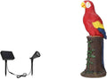 Techko Decorative Red Parrot Outdoor Garden Statue Waterproof Solar LED Spotlight Tropical Tiki Decor
