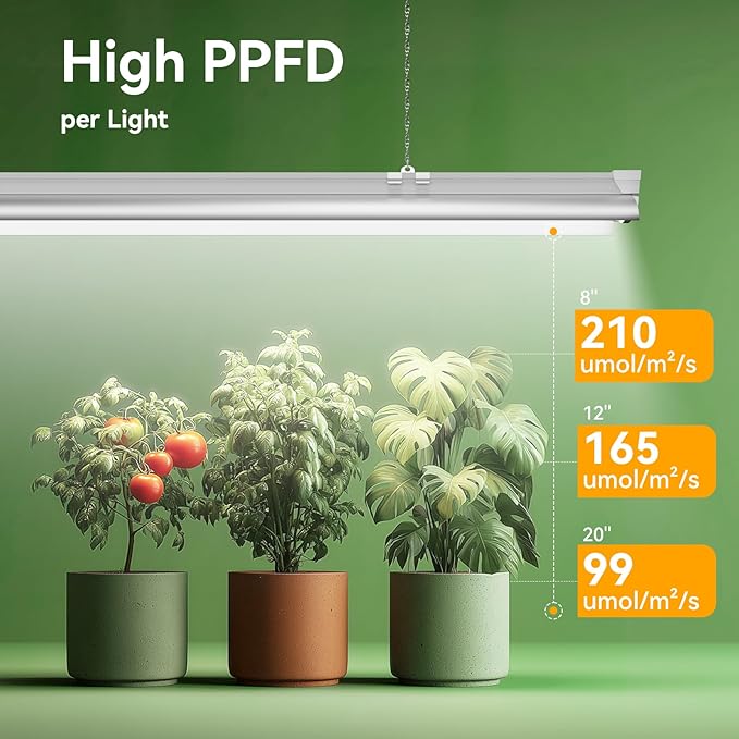 3FT Grow Lights for Indoor PlantsT8 5000K Full Spectrum Plant Light192W(6 x 32W) LED Grow Light Strips with Timer Aluminum Reflector LinkablePlant Growing Lamp Fixture for Greenhouse Indoor 6pcs
