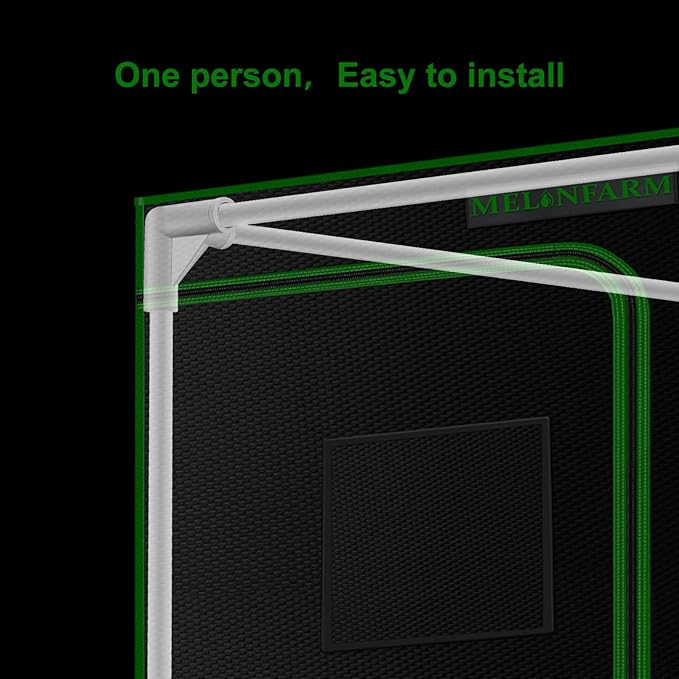 MELONFARM 2x2 Grow Tent 24x24x48'' High Reflective 600D Diamond Mylar Canvas with Observation Window and Floor Tray for Hydroponic Indoor Plant Growing