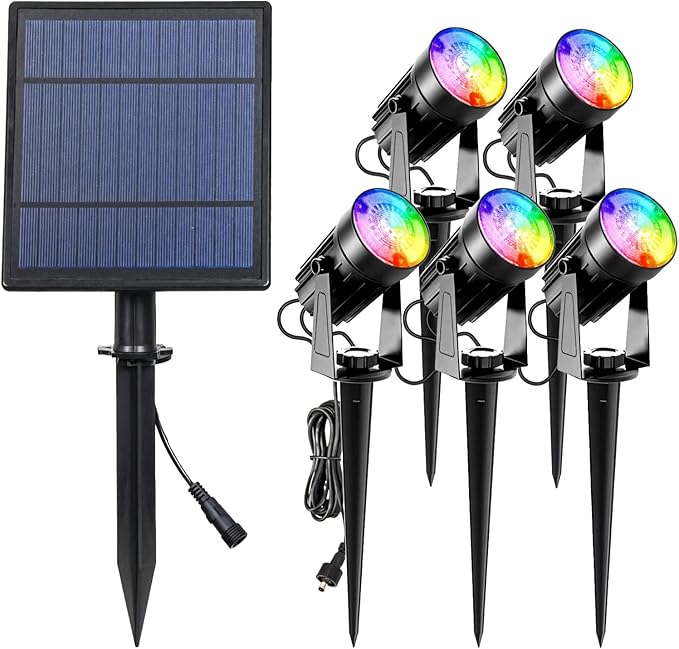 Solar Outdoor Lights Led Pathway Landscape Spotlights RGB Changing Color Garden Yard Lights Weatherproof Simple to Install Conserve Energy