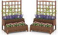 Giantex 2 Pcs Raised Garden Bed with Legs and Trellis 2-Tier Standing Planter Box with Drain Holes Outdoor Elevated Garden Trellis for Vine Climbing Flower Vegetable Fruit Herb Growing