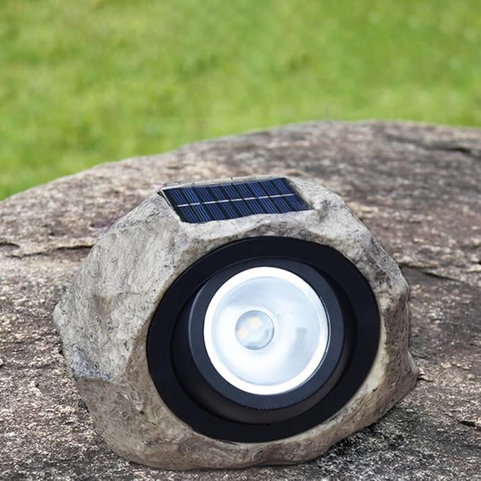 Solar Decorative Lamp Simulated Stone Spotlight Outdoor Yard Garden Solar Lamp Adjustable White and Warm Light Solar-Powered Landscape Lighting for Patio Lawn and Pathway