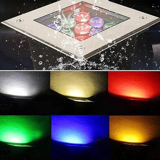 Ground LED Landscape Light AC85-265V Outdoor Buried Lights Square IP67 Waterproof Buried Light Outdoor Recessed Spotlight For Landscape Decoration Sidewalk Lighting(Cold white light24W)