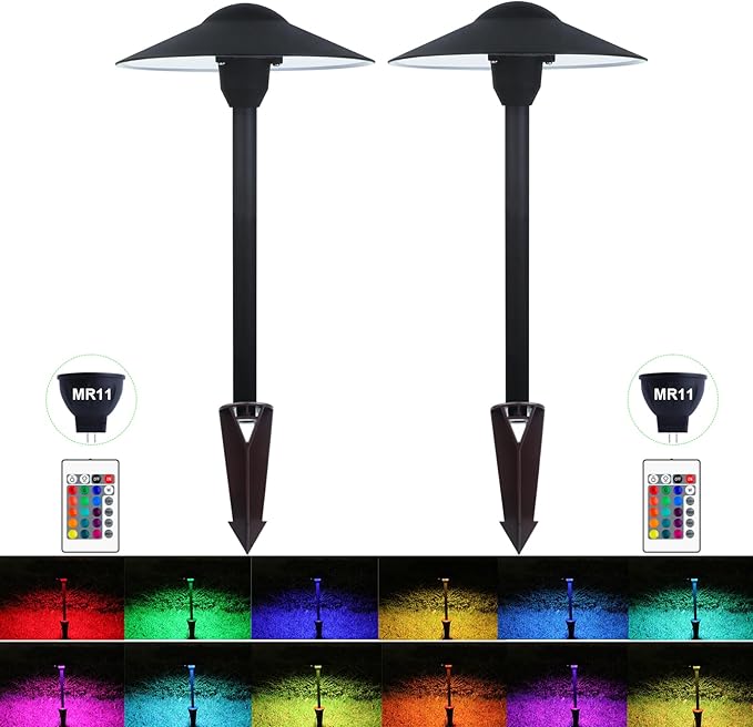 Inground Light Stakes Bundle with Landscape RGB Path Lights Low Voltage