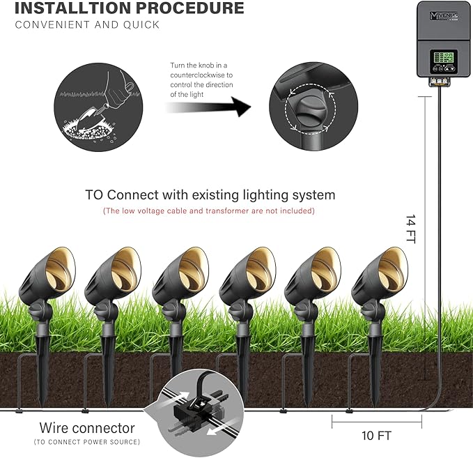 VENUS MANUFACTURING 16 Pack Low Voltage Landscape Flood Light 50W Halogen Outdoor Landscape Lighting Kits 380 Lumen Black Waterproof Spotlights 12V 3000K Warm White Metal Tree Lights for Garden &amp