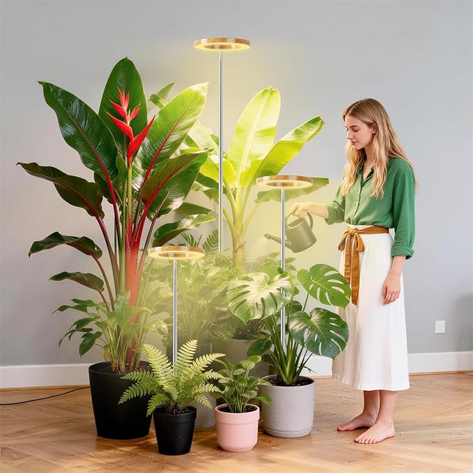 3 Packs Grow Lights for Indoor PlantsPlant Grow Light80 LEDs Full Spectrum Plant Lights for Indoor Growing with 6/12/16H Timer-WG3