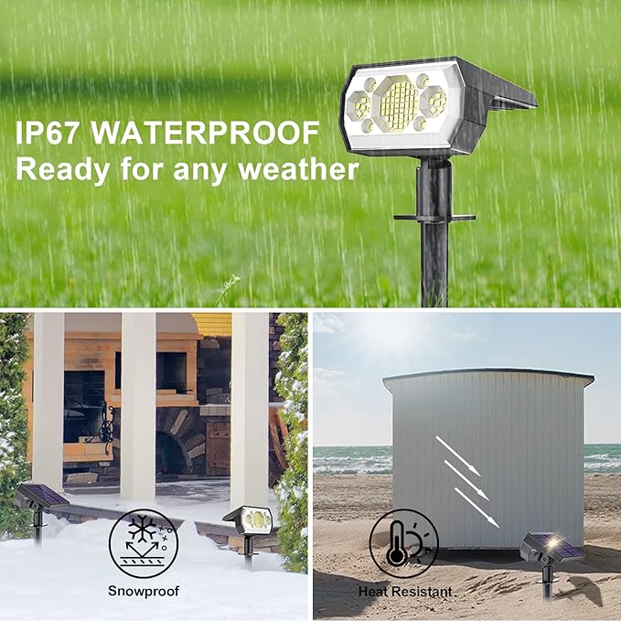 Solar Spot Lights Outdoor [6 Pack/3 Modes] Solar Landscape Spotlights IP67 Waterproof Solar Powered Outdoor Lighting Products for Landscaping Garden Yard [Cold White/62 LED] Spotlight Dusk to Dawn