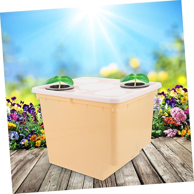 BESPORTBLE Hydroponic Planting Bucket for Greenhouse Vegetables Fruits Durable Soilless Cultivation Container with Lid for Herbs and Succulents Yellow Plastic Design