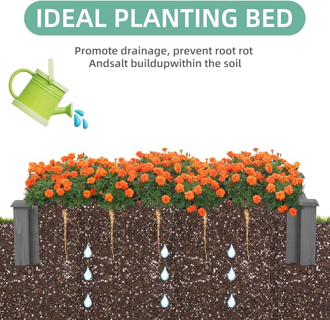 Sturdy Outdoor Raised Garden Bed for Vegetables Flowers and Herbs – Easy Assembly Wooden Planter Box with Solid Construction (96 Raised Garden Bed)