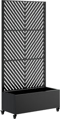 73'' Metal Raised Garden Bed with Trellis Planter Box Outdoor with 4 Wheels &amp Privacy Screen Galvanized Raised Beds Planters Flower Box for Climbing Plants Vegetables (Black4)