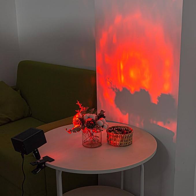 LED Water Pattern Light Remote Landscape Automatic Lawn Lamp RGB 9W Graden Lights with Clip Dynamic Decorative Lamp with Plug Flame Ocean Landscape Gaming Room Atmosphere Light 2 Lights