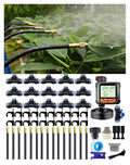 Drip Irrigation System 360 Degree Adjustable Garden Sprinkler High Output Mist Spray Nozzle for Potted Plants Easy Connect &amp Rotating Head Customizable Water Flow (65FT+15spray nozzles+Timer)