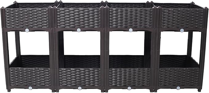 Raised Garden Beds Planter Raised Beds Elevated Planter Garden Box with Drainage Plug Raised Garden Beds for VegetableFlowerHerb Outdoor Standing Planter Beds Gardening KitBrown63x15.7x27.7