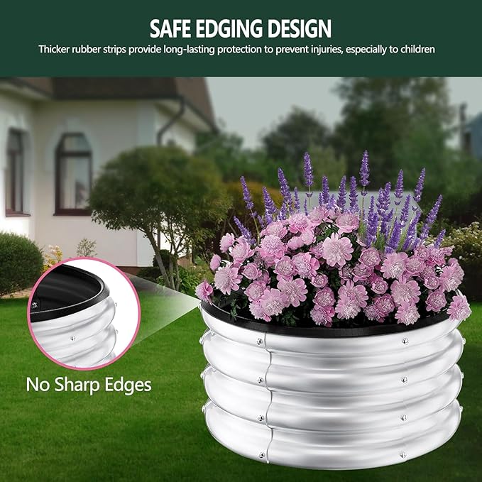 IDEALHOUSE Metal Raised Garden Bed 3 Pack 2×2×1 ft Round Outdoor Planter Boxes Durable Galvanized Steel Containers for Vegetables Fruits Flowers Open Bottom Easy Assembly Unfinished