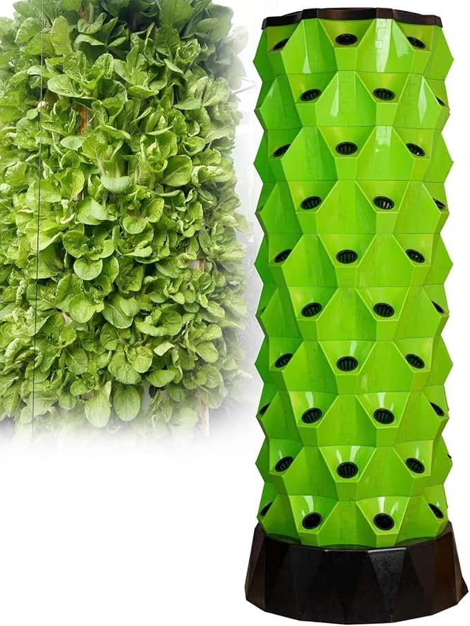 Hydroponics TowerAutomated Aeroponic TowerHydroponics Growing for Indoor HerbsFruits and VegetablesAeroponic Tower with Hydrating PumpTimerAdapterSeeding Bed &amp Net PotsGreen-6floors