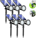 KEV 800 Lumens Solar Spot Lights 18 LED Outdoor Flood Lights with 2 Modes &amp Adjustable IPX65 Waterproof Spotlights for Driveway/Backyard/Patio Landscape/Tree/Garage (Cool White 6 Pack)