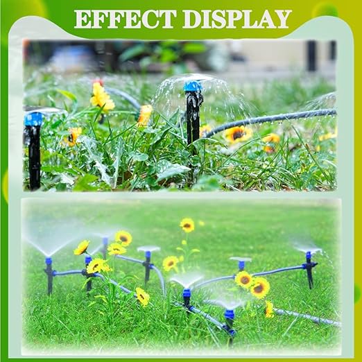 115FT Drip Irrigation KitTandem atomizing NozzleTandem Fan-Shaped Drip Irrigation EmitterQuick-Connect Automatic Drip Irrigation SystemSuitable for Watering Plants in Flowerpot Elevated Bed.