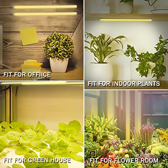 LED Plant Grow Light Strip Full Spectrum Indoor Plant Grow Light with Auto On/Off 3H/9H/12H Timer 192 LEDs / 4 Levels Dimmable for Hydroponics Seedlings Succulents etc. (4 Pack)