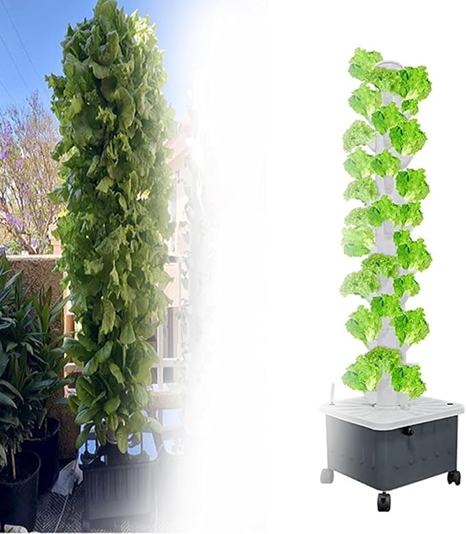 15 Floors 45 Holes Hydroponics Tower Aquaponics Grow Hydroponic Growing Kits Vertical Hydroponics for Home Kitchen Gardening Fruit a